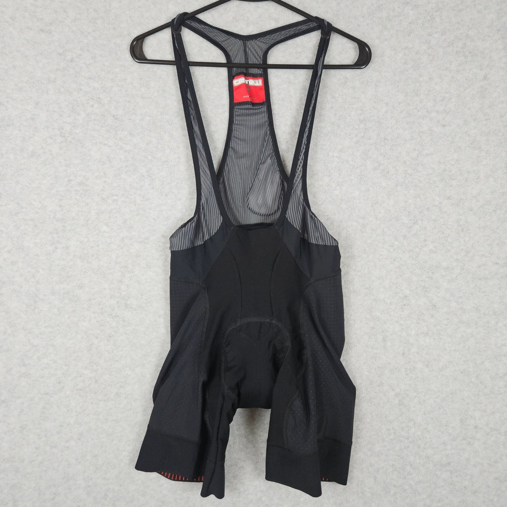 Castelli (Mens 2XL) Black Bib Shorts Rosso Corsa Padded Cycling Road Bike Racing